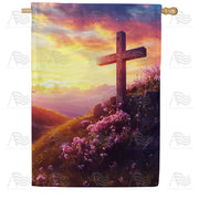 Sunset Cross with Wildflowers House Flag