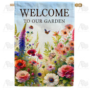 America Forever Welcome to Our Garden Wildflowers House Flag