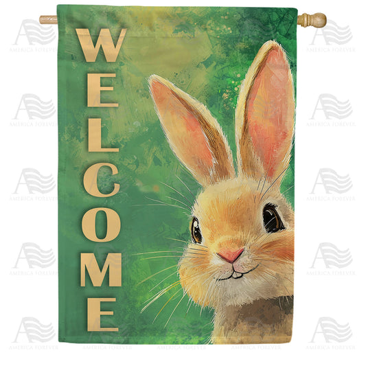 America Forever Welcome Bunny Portrait House Flag