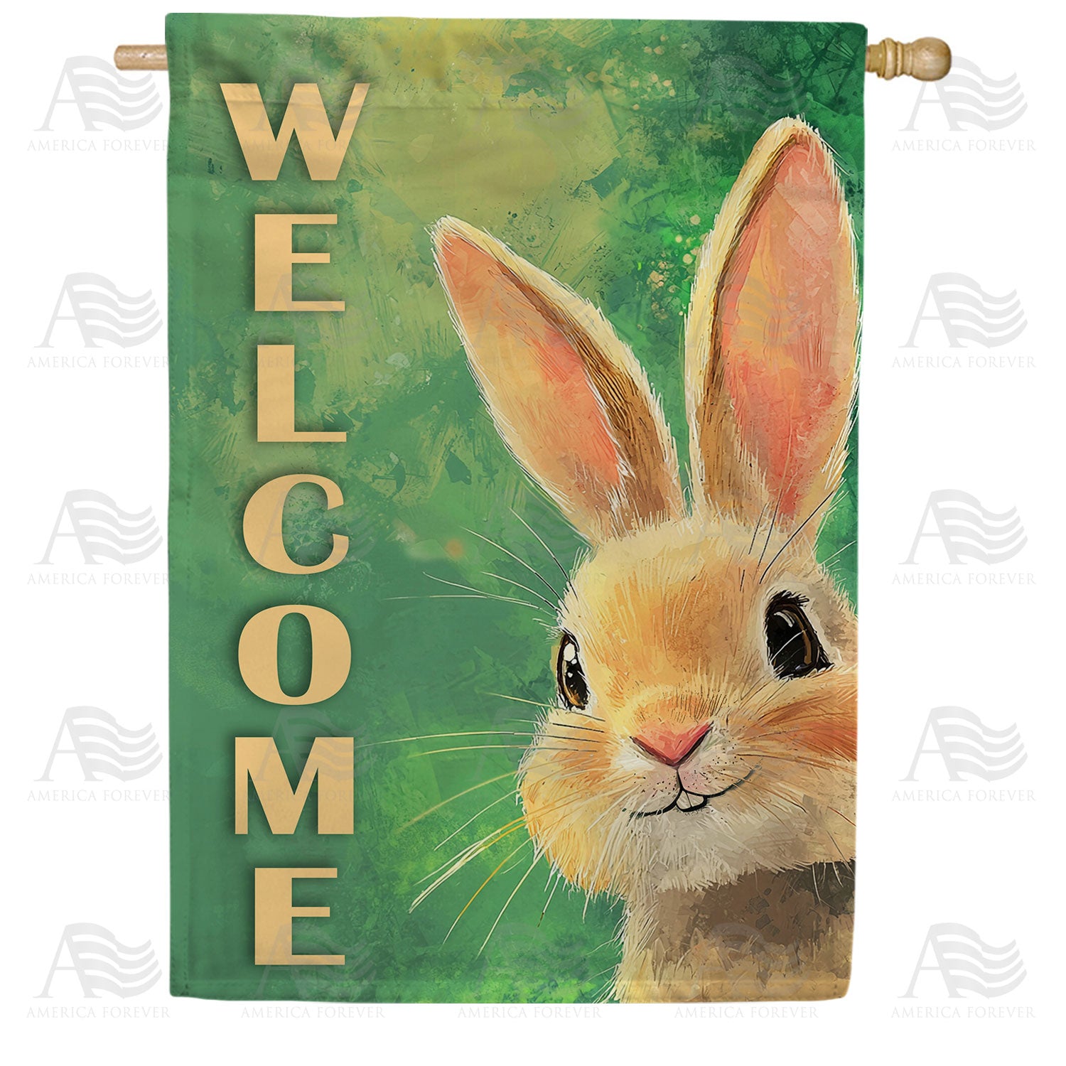 America Forever Welcome Bunny Portrait House Flag