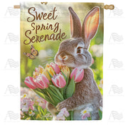 America Forever Sweet Spring Serenade Realistic Bunny House Flag