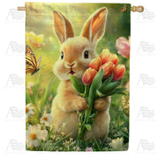 America Forever Spring Bunny Tulip Bouquet House Flag