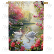 America Forever Spring Swan Garden Paradise House Flag