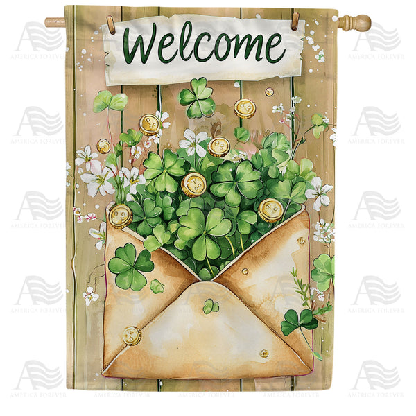 America Forever Welcome Shamrock Envelope House Flag