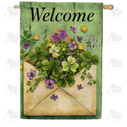 America Forever Welcome Shamrock Violet Envelope House Flag