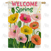 America Forever Welcome Spring Poppy Garden House Flag