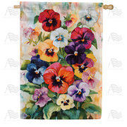 America Forever Watercolor Pansy Garden House Flag