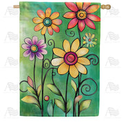America Forever Folk Art Flower Garden House Flag