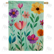 America Forever Watercolor Wildflower Garden House Flag