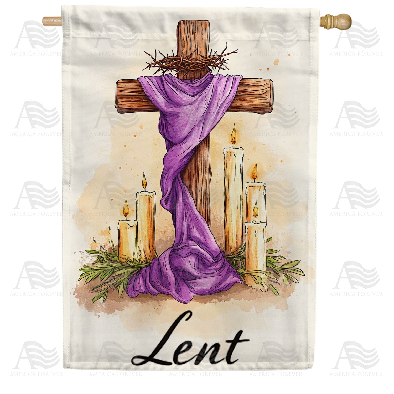 America Forever Lent Cross Candles House Flag
