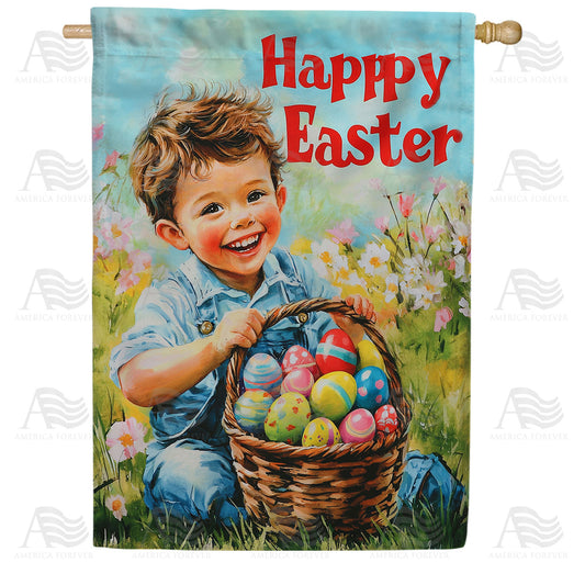 America Forever Happy Easter Boy Egg Hunt House Flag