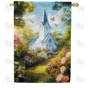 America Forever Country Church Garden Path House Flag