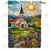 America Forever Stained Glass Church Meadow House Flag