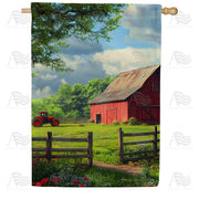 America Forever Farm Country Barn Scene House Flag