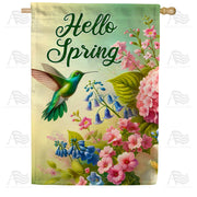 America Forever Hello Spring Hummingbird Floral House Flag