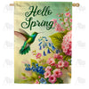 America Forever Hello Spring Hummingbird Floral House Flag