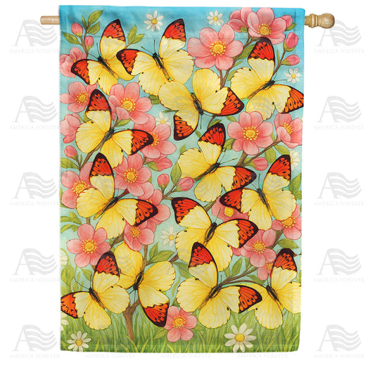 America Forever Yellow Butterflies House Flag
