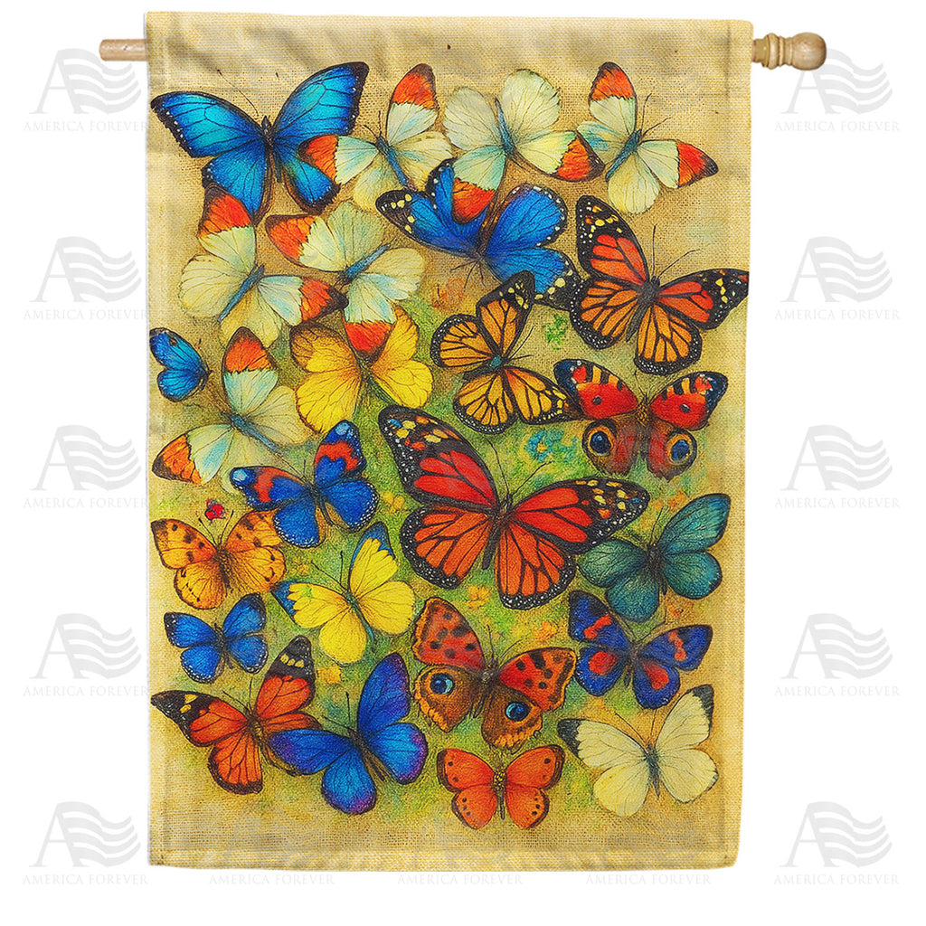 Colorful Butterfly Collection Vintage Double Sided House Flag