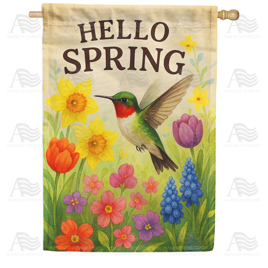 America Forever Hello Spring House Flag