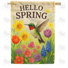 Hello Spring Hummingbird Double Sided House Flag