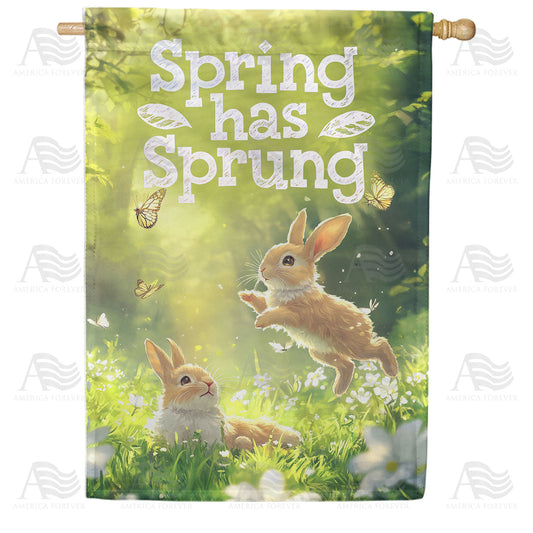 Spring Has Sprung Bunnies Double Sided House Flag