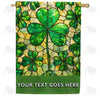 Personalized Stained Glass Shamrock St. Patrick's Day Double Sided House Flag
