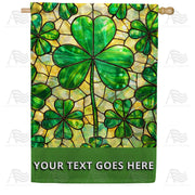 America Forever Personalized Stained Glass Shamrock St. Patrick's Day House Flag