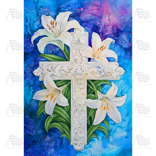 Easter Lily Cross House Flag