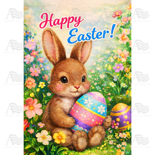 Happy Easter Bunny Eggs House Flag