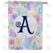 America Forever Watercolor Floral Monogram Letter House Flag