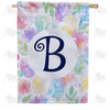 America Forever Watercolor Floral Monogram Letter House Flag