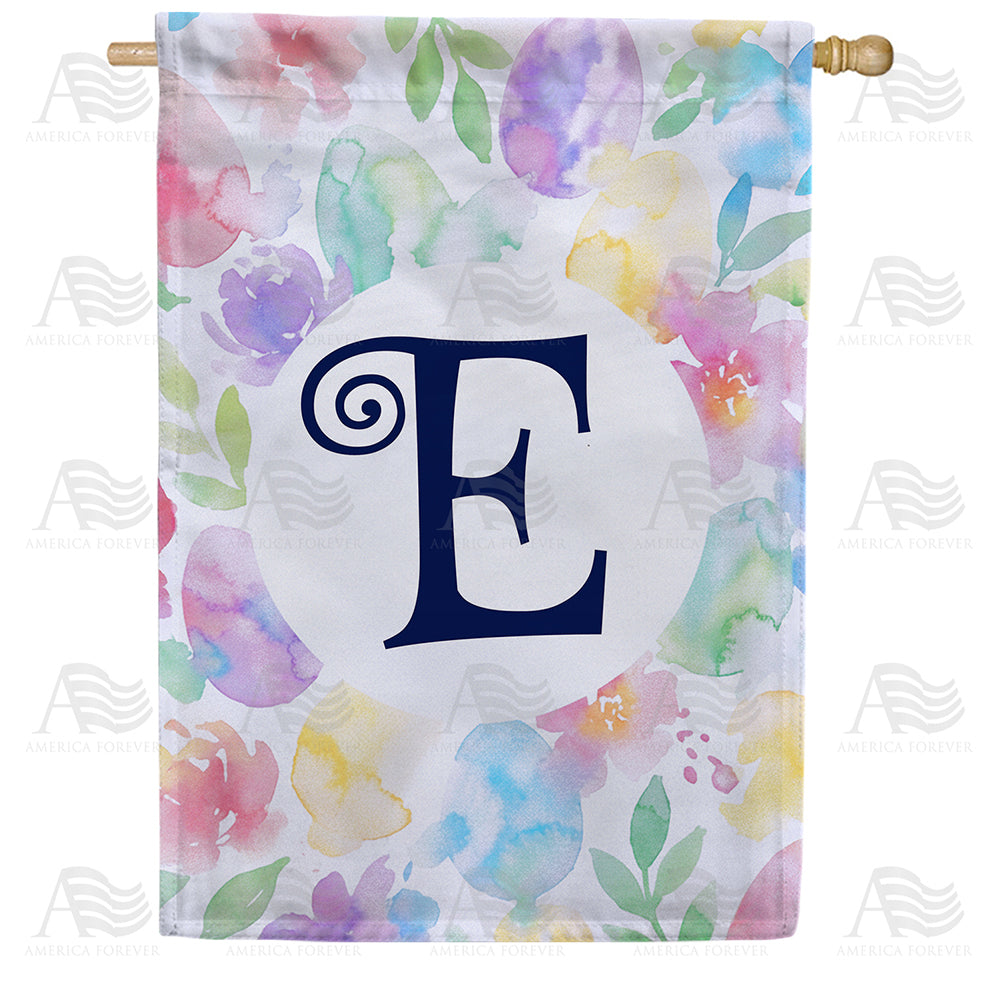 America Forever Watercolor Floral Monogram Letter House Flag