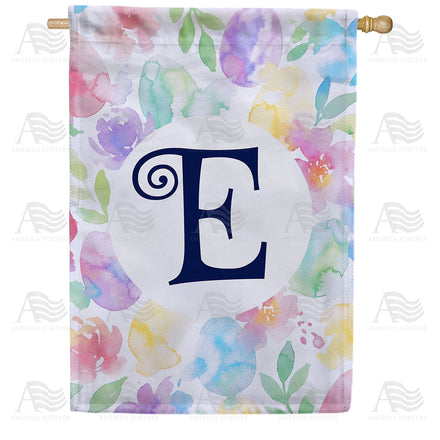 America Forever Watercolor Floral Monogram Letter House Flag