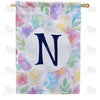 America Forever Watercolor Floral Monogram Letter House Flag