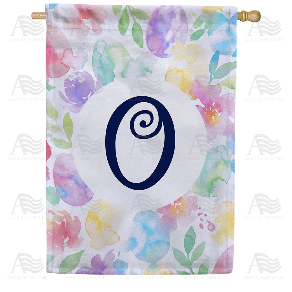 America Forever Watercolor Floral Monogram Letter House Flag