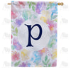 America Forever Watercolor Floral Monogram Letter House Flag
