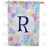 America Forever Watercolor Floral Monogram Letter House Flag