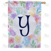 America Forever Watercolor Floral Monogram Letter House Flag