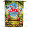 Let Love Grow Spring Floral Swing House Flag