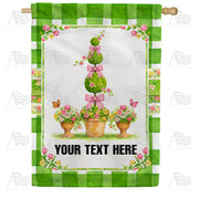 America Forever Personalized Spring Topiary with Pink Bows House Flag