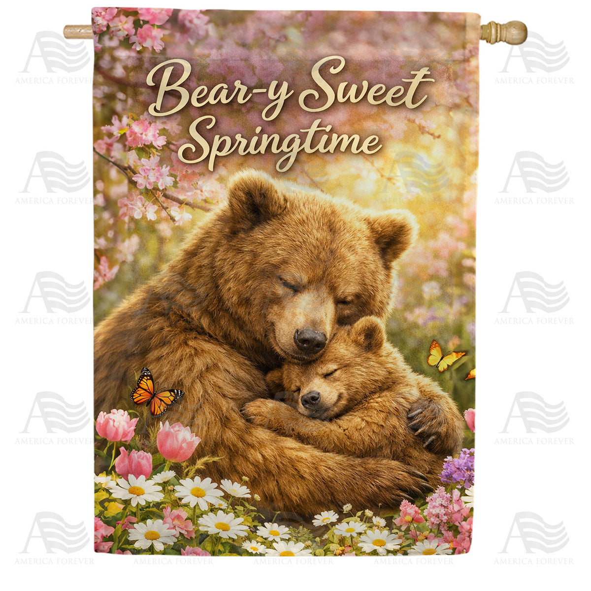 Bear-y Sweet Springtime House Flag