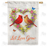 Cardinals Let Love Grow Floral Heart House Flag