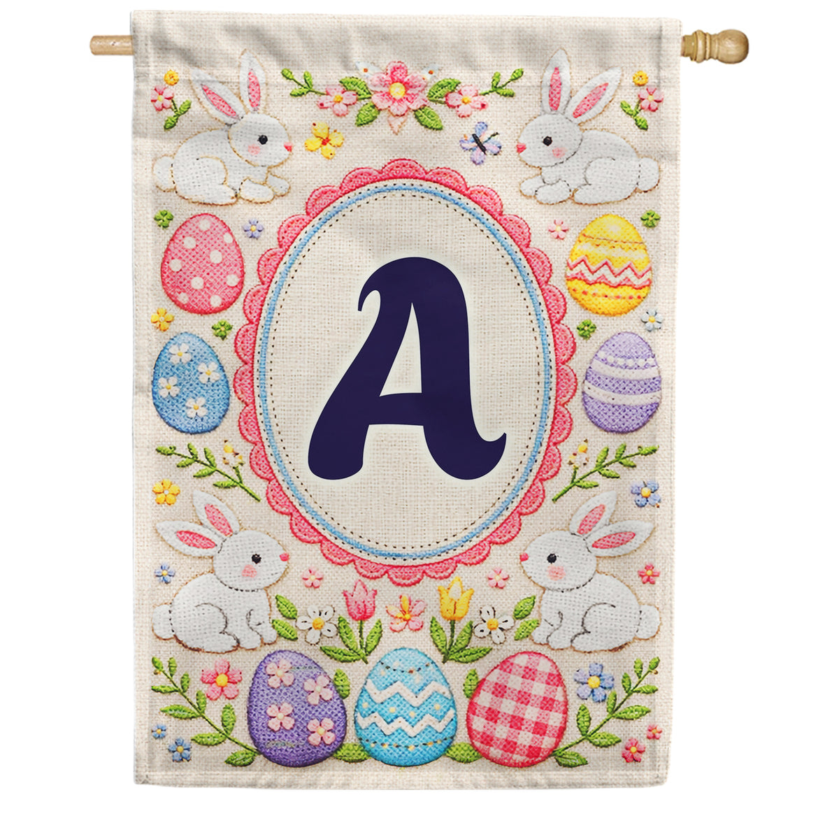 America Forever Easter Bunny Monogram House Flag