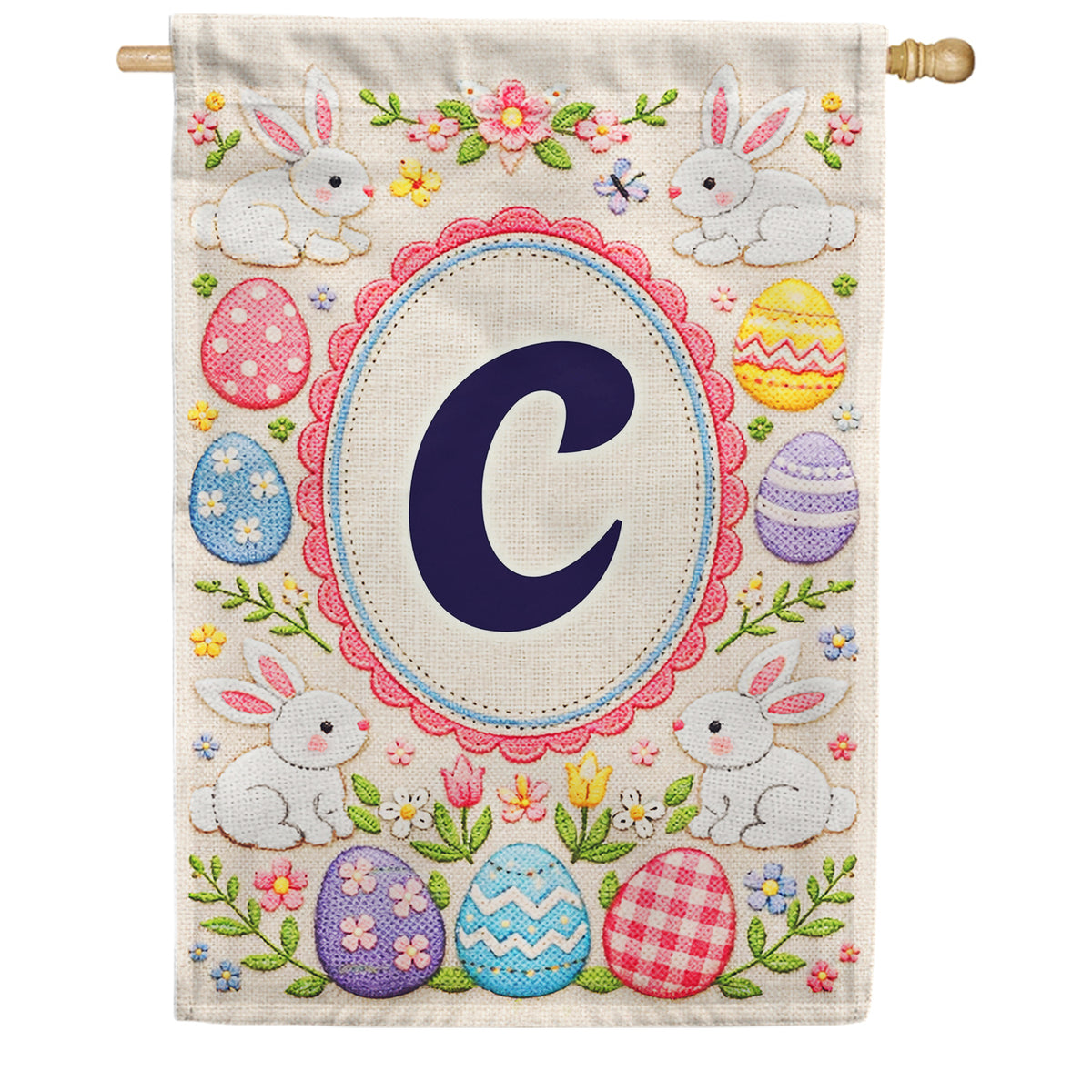 America Forever Easter Bunny Monogram House Flag