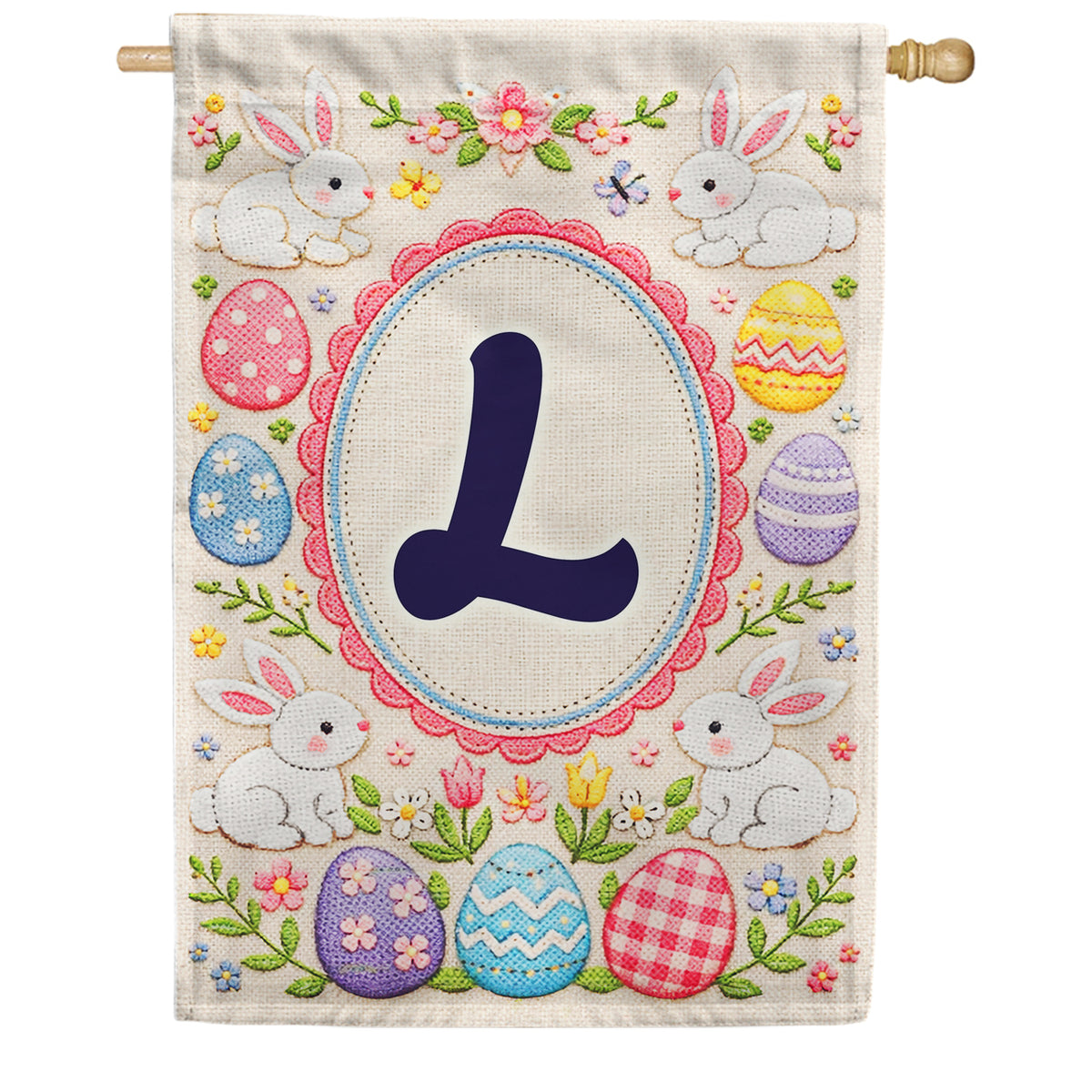 America Forever Easter Bunny Monogram House Flag