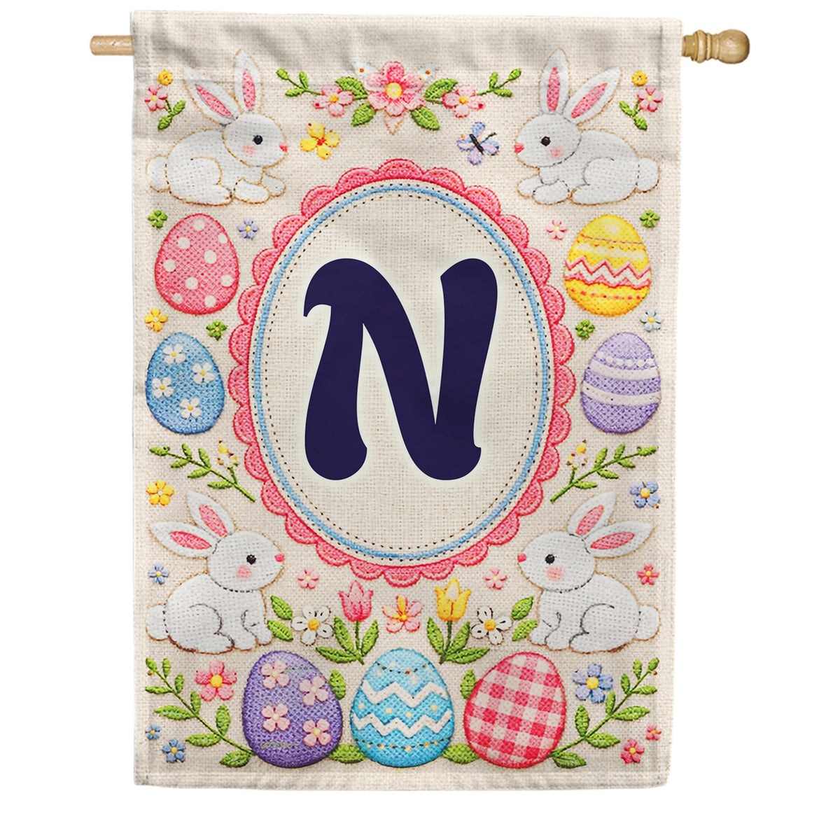 America Forever Easter Bunny Monogram House Flag