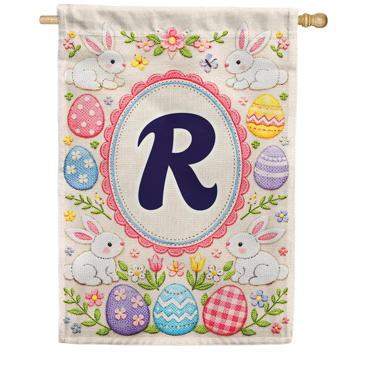 America Forever Easter Bunny Monogram House Flag