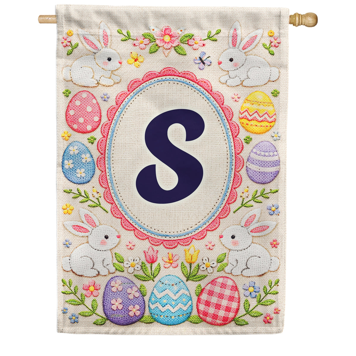 America Forever Easter Bunny Monogram House Flag