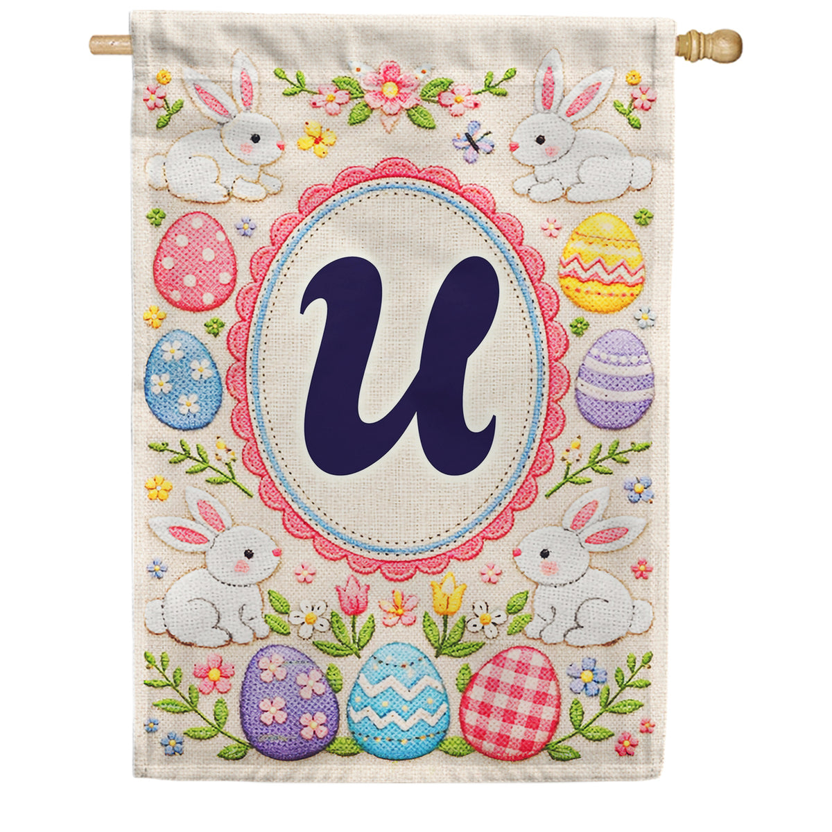 America Forever Easter Bunny Monogram House Flag