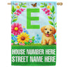 America Forever Spring Puppy Floral Monogram Personalized Address House Flag
